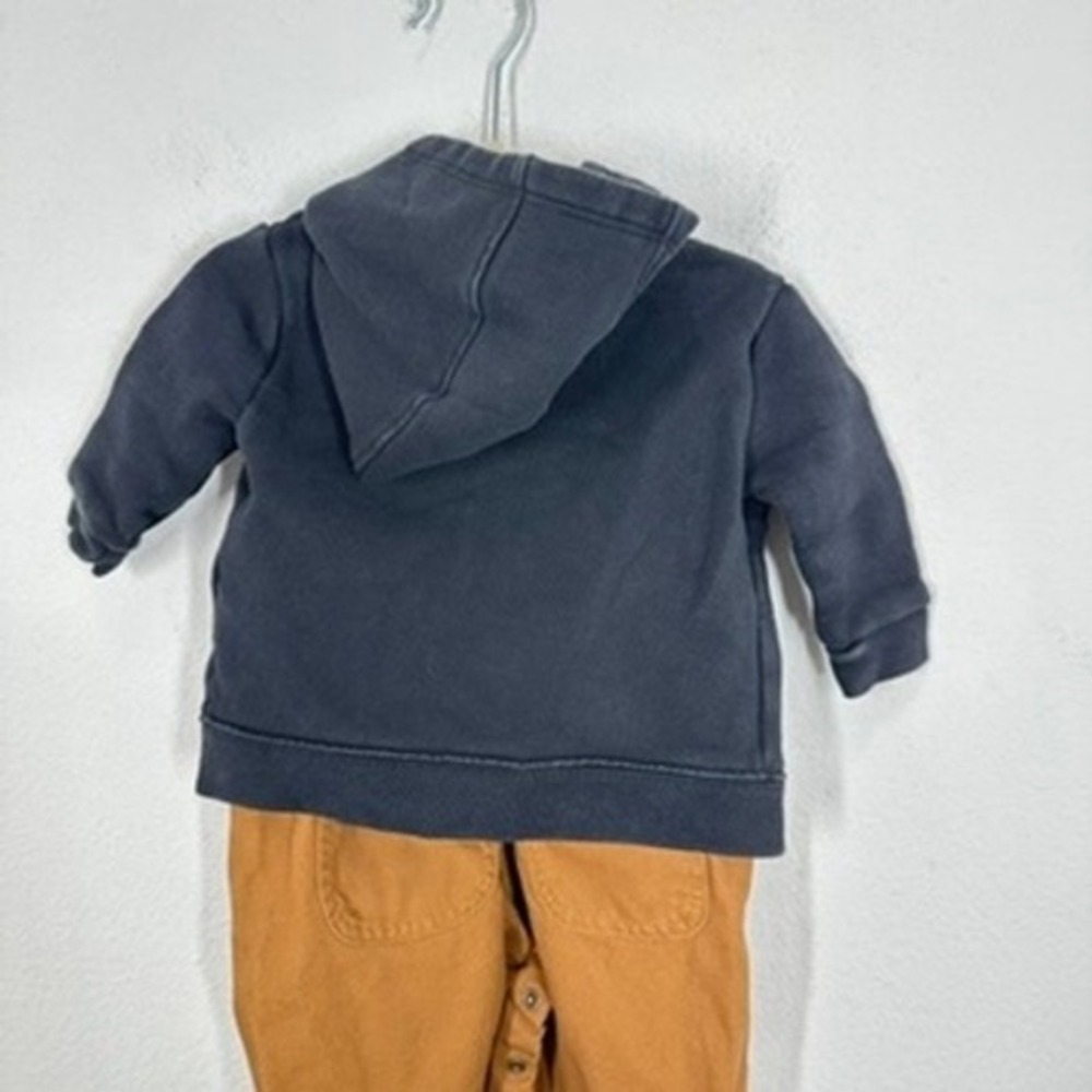 Carhartt Baby Toddler Set Brown Canvas Bib Overalls and Black Sweatshirt Size 6M - Picture 14 of 16